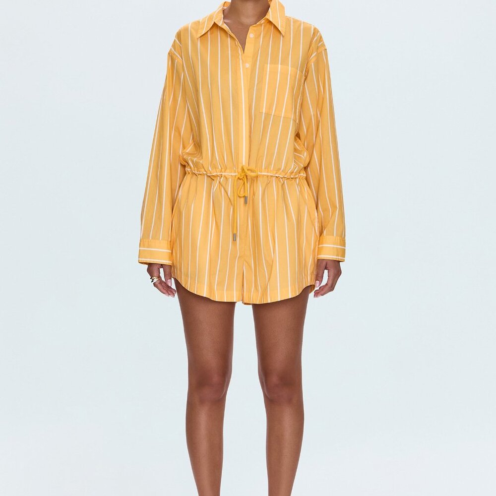 Pistola Denim Amelie Romper Papaya Stripe NWT